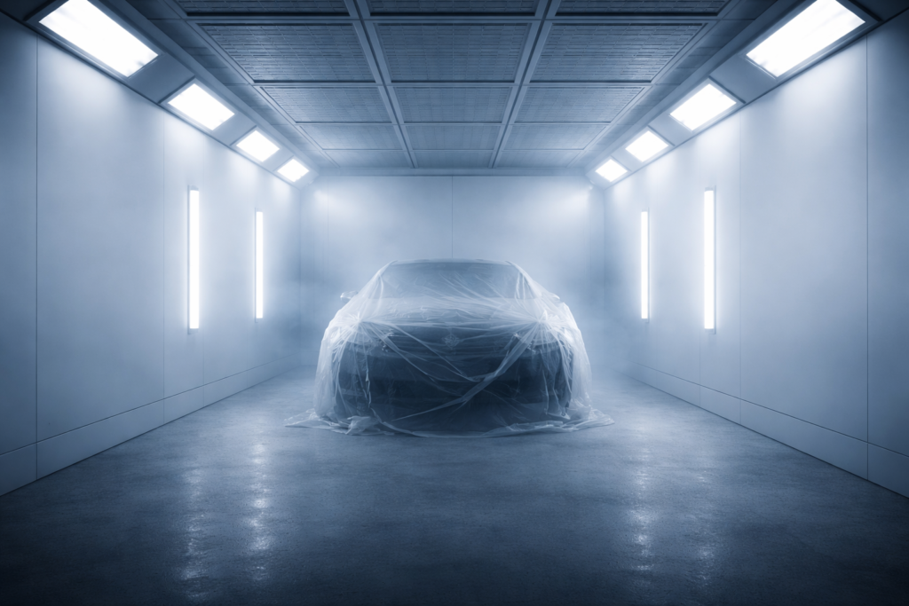 Покритий_автомобіль_у_розпилювальній_камері